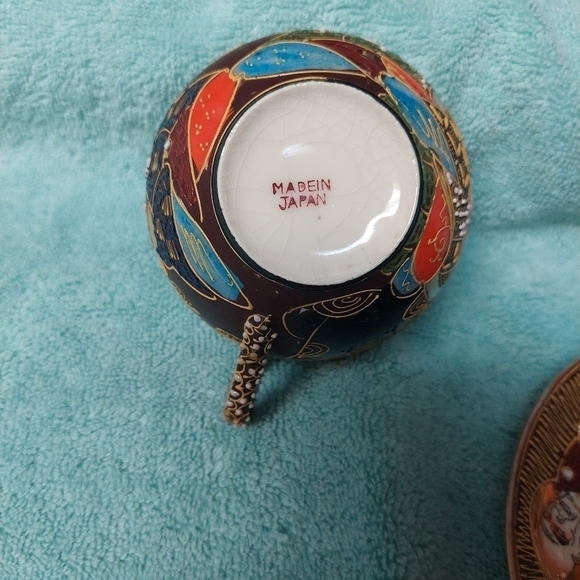 Vintage* Nagoya Satsuma Moriage Immortals Cup and Saucer Set - Picture 9 of 13